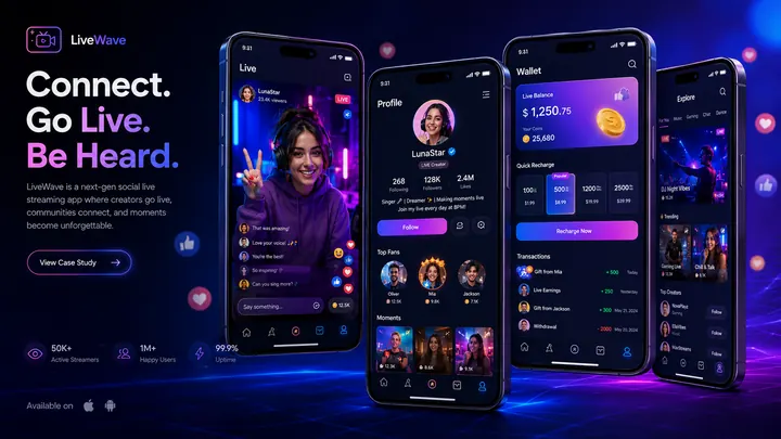LiveWave — Social Live App Concept by SiteCoders