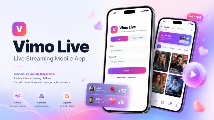 Vimo Live — Live Streaming Mobile App by SiteCoders