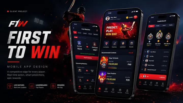 First To Win — Mobile App Design by SiteCoders