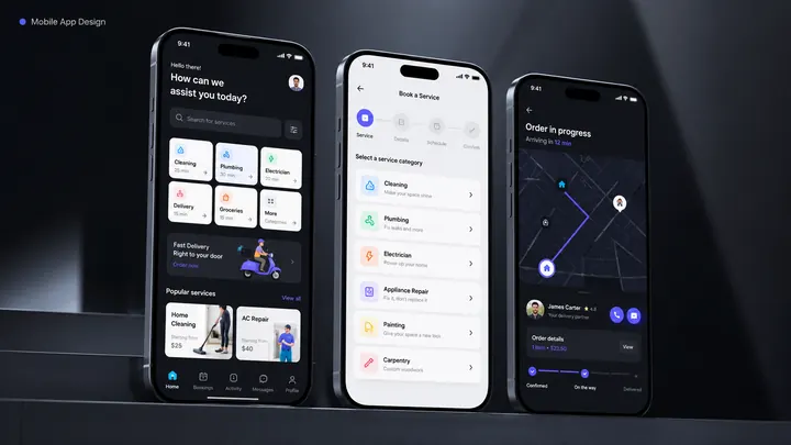 On-Demand Services App — Mobile App Concept by SiteCoders